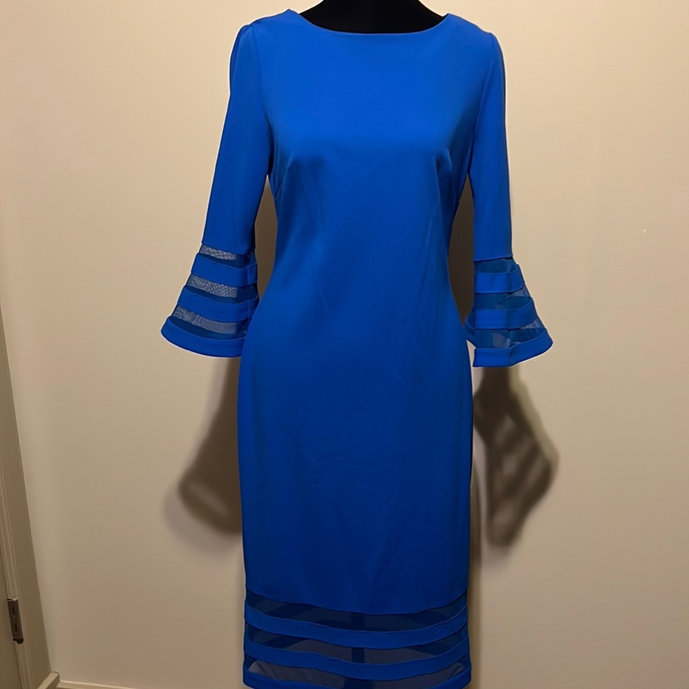 Like new - Calvin Klein royal blue dress with bell sleeves - Size 4